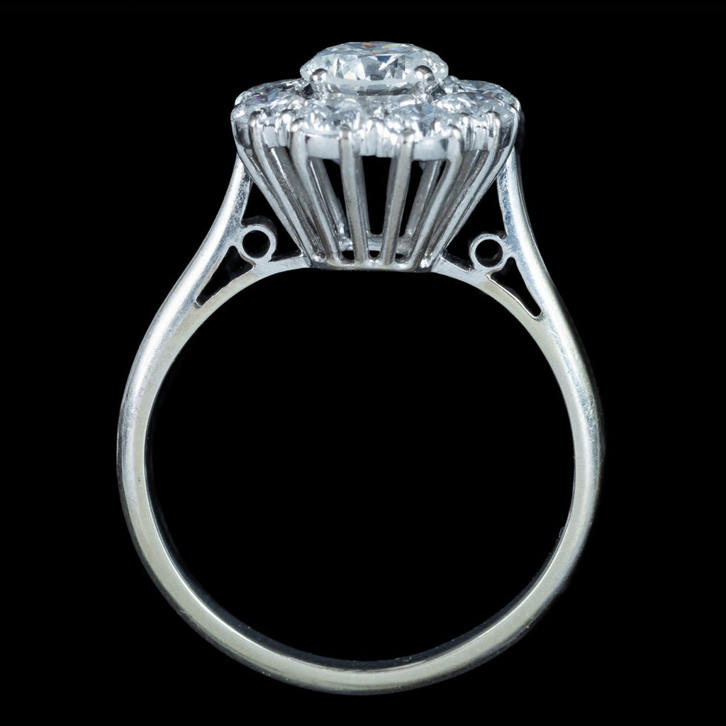 Vintage Diamond Daisy Cluster Ring 1.60ct Total