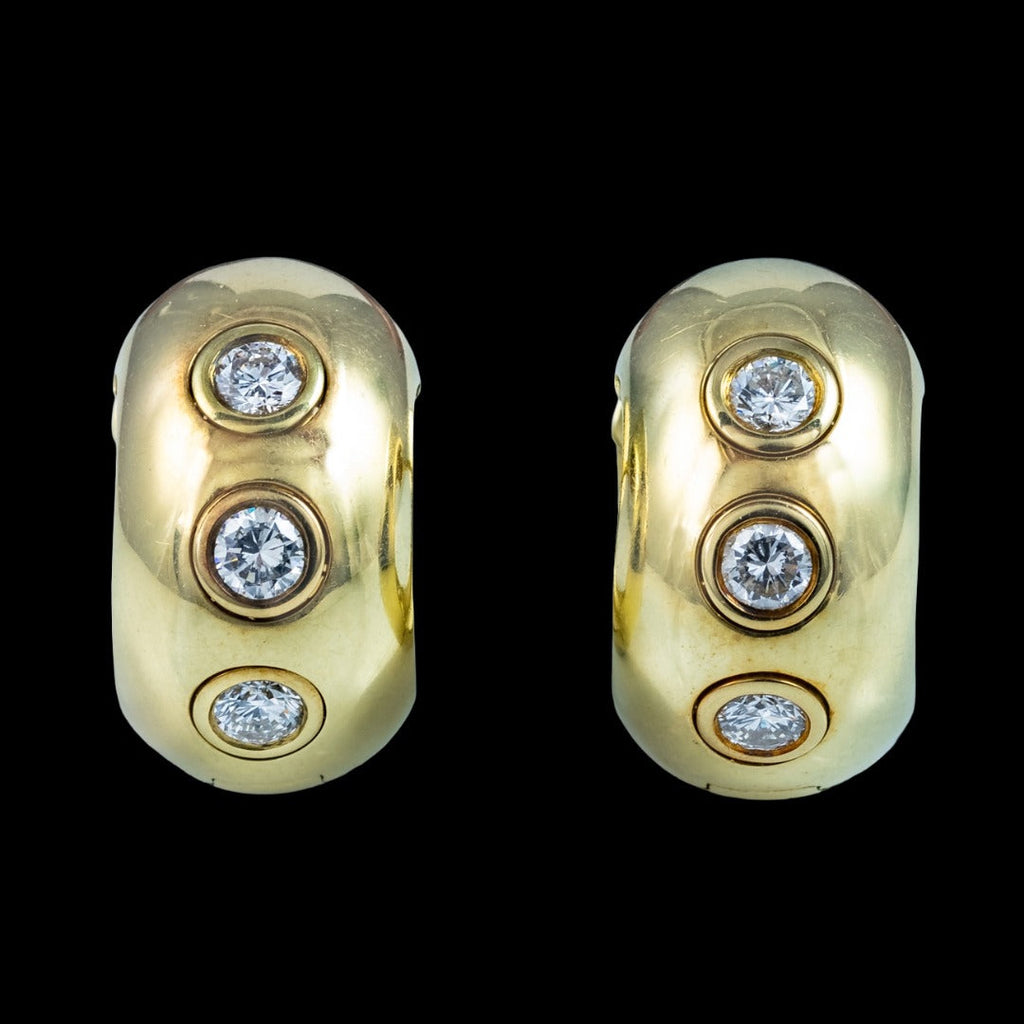 Vintage Diamond Hoop Earrings 14ct Gold 0.60ct Total