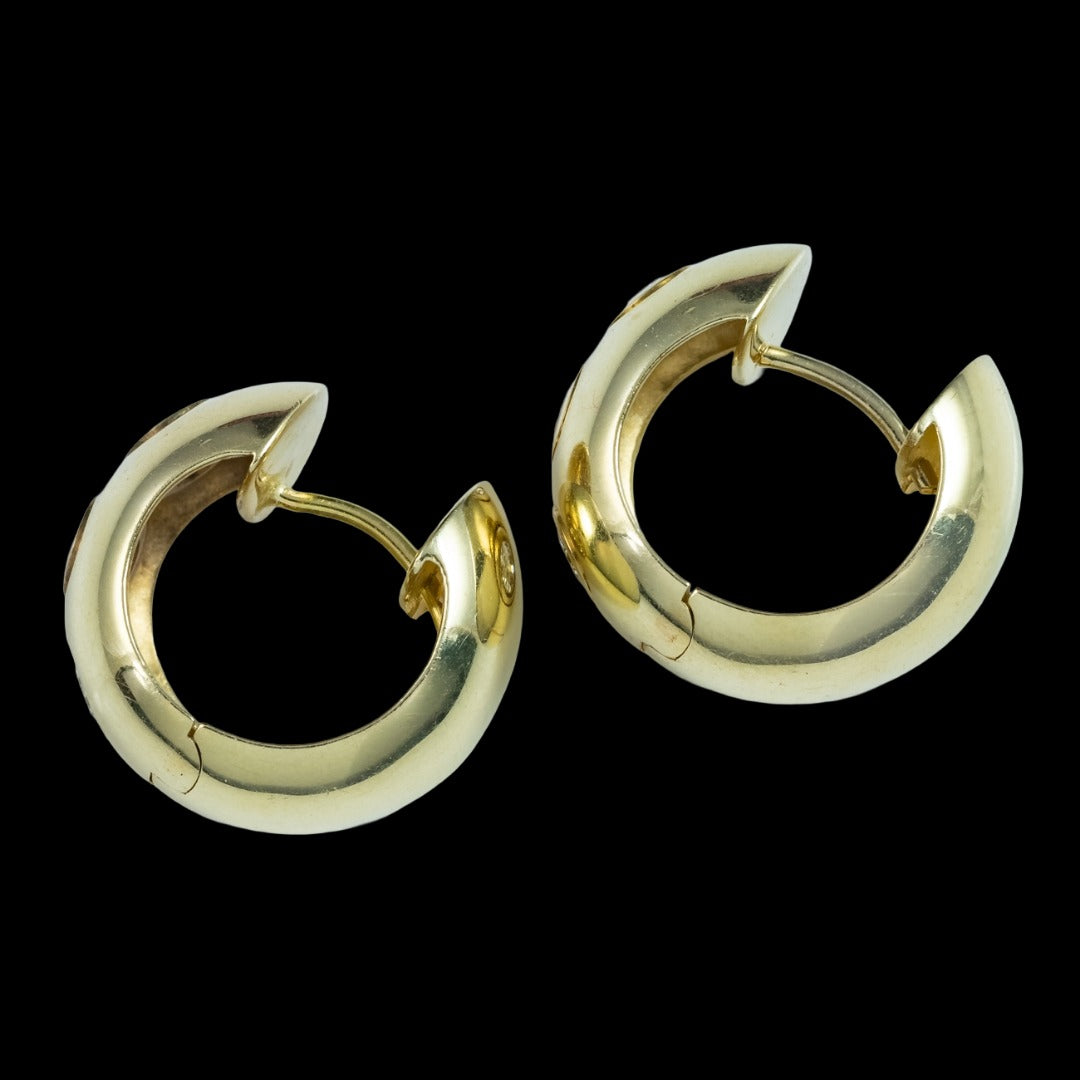 Vintage Diamond Hoop Earrings 14ct Gold 0.60ct Total