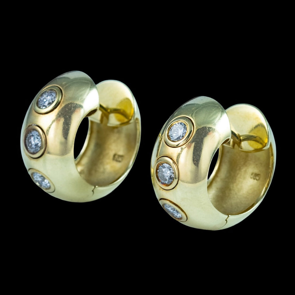 Vintage Diamond Hoop Earrings 14ct Gold 0.60ct Total