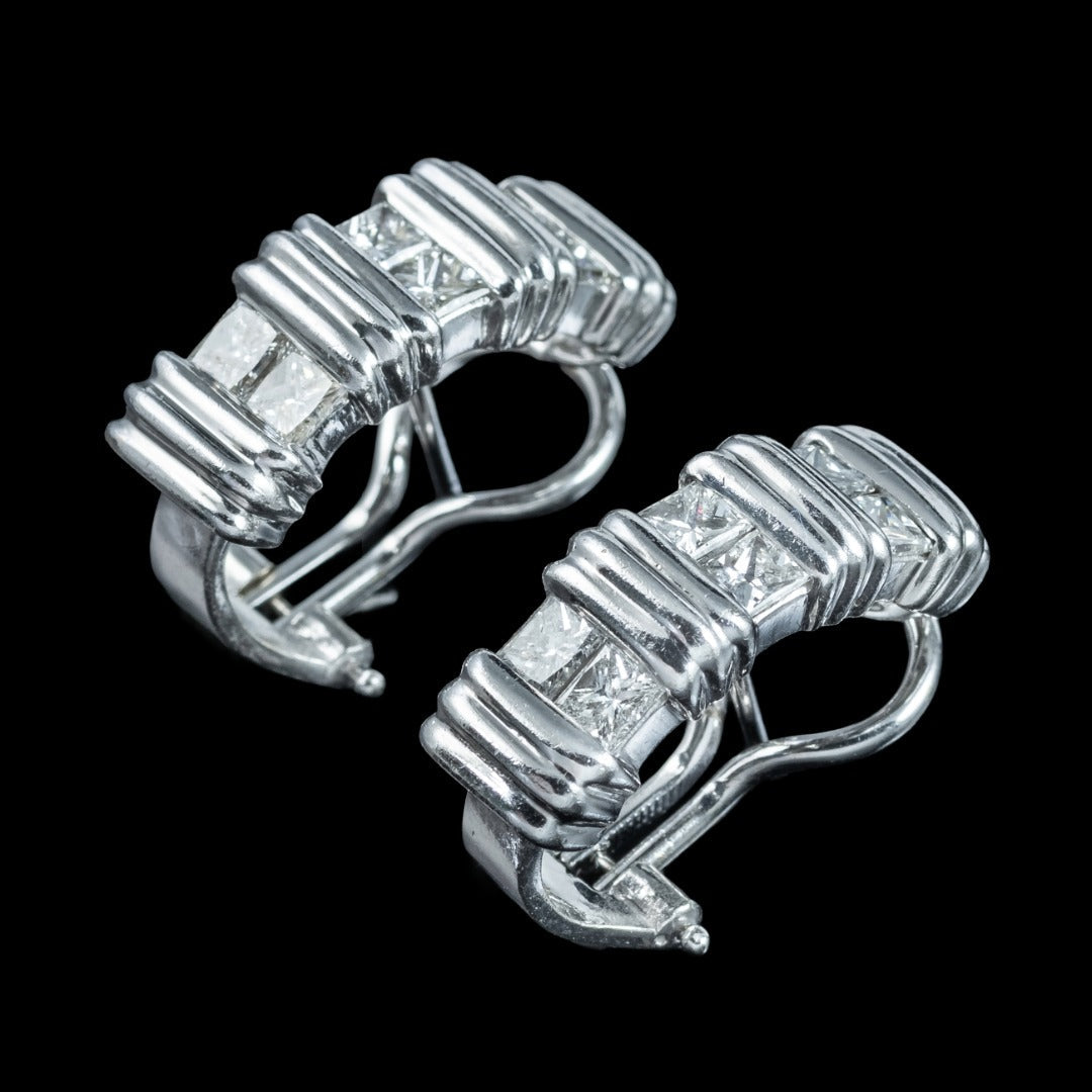 Vintage Diamond Hoop Earrings 18ct Gold 1.2ct Total