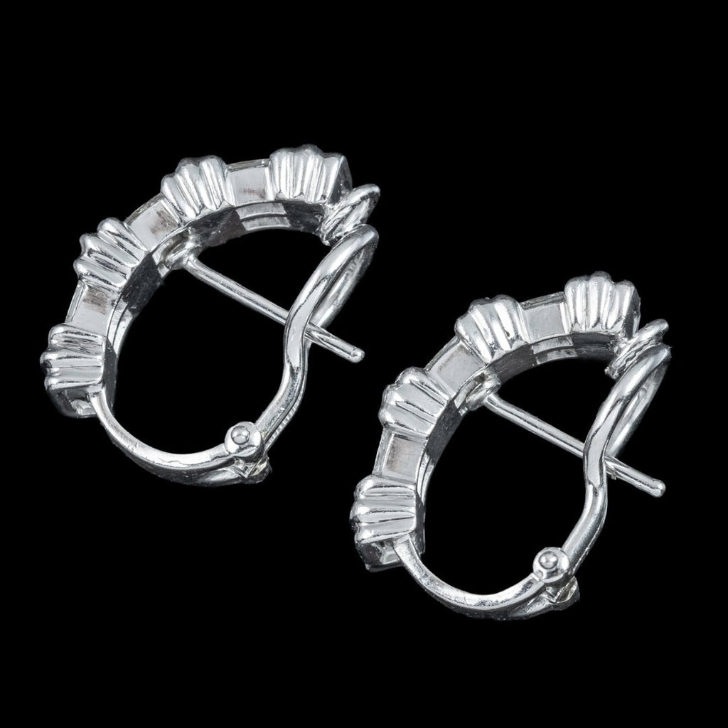 Vintage Diamond Hoop Earrings 18ct Gold 1.2ct Total