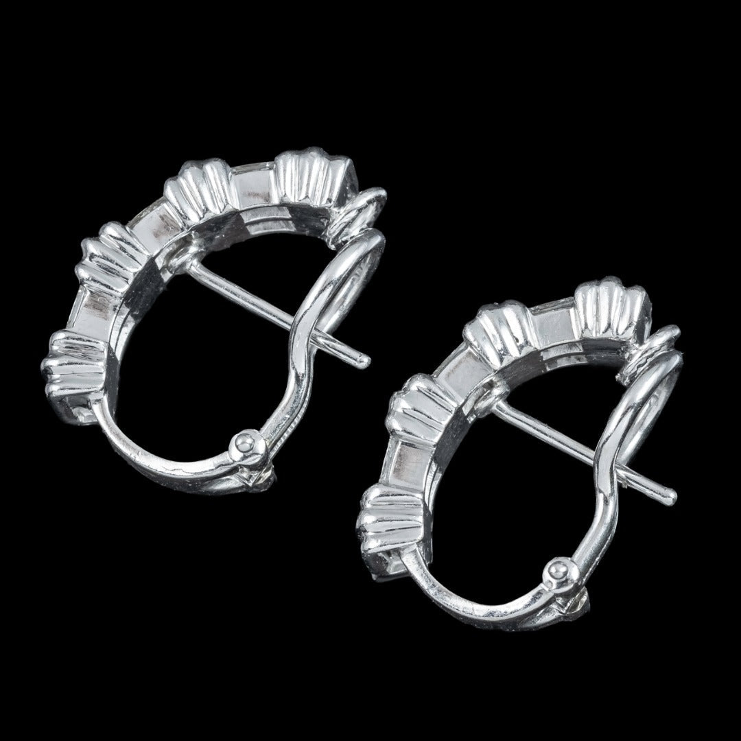 Vintage Diamond Hoop Earrings 18ct Gold 1.2ct Total