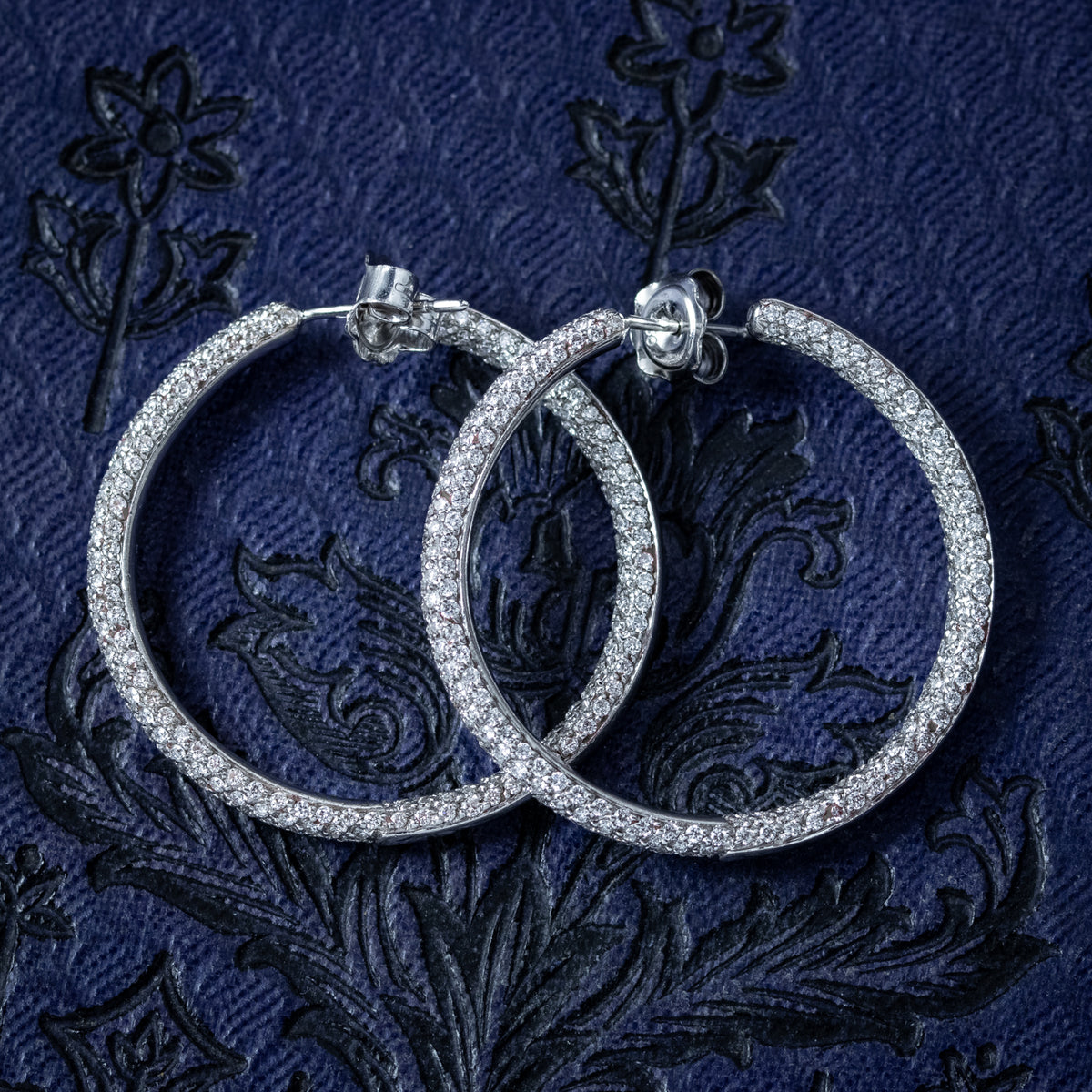 Vintage Diamond Hoop Earrings 18ct Gold 5ct Total