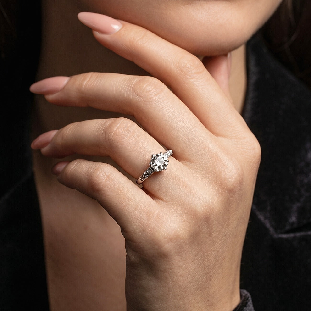 Edwardian Style Diamond Solitaire Ring 1.25ct Diamond With Cert Secondary image