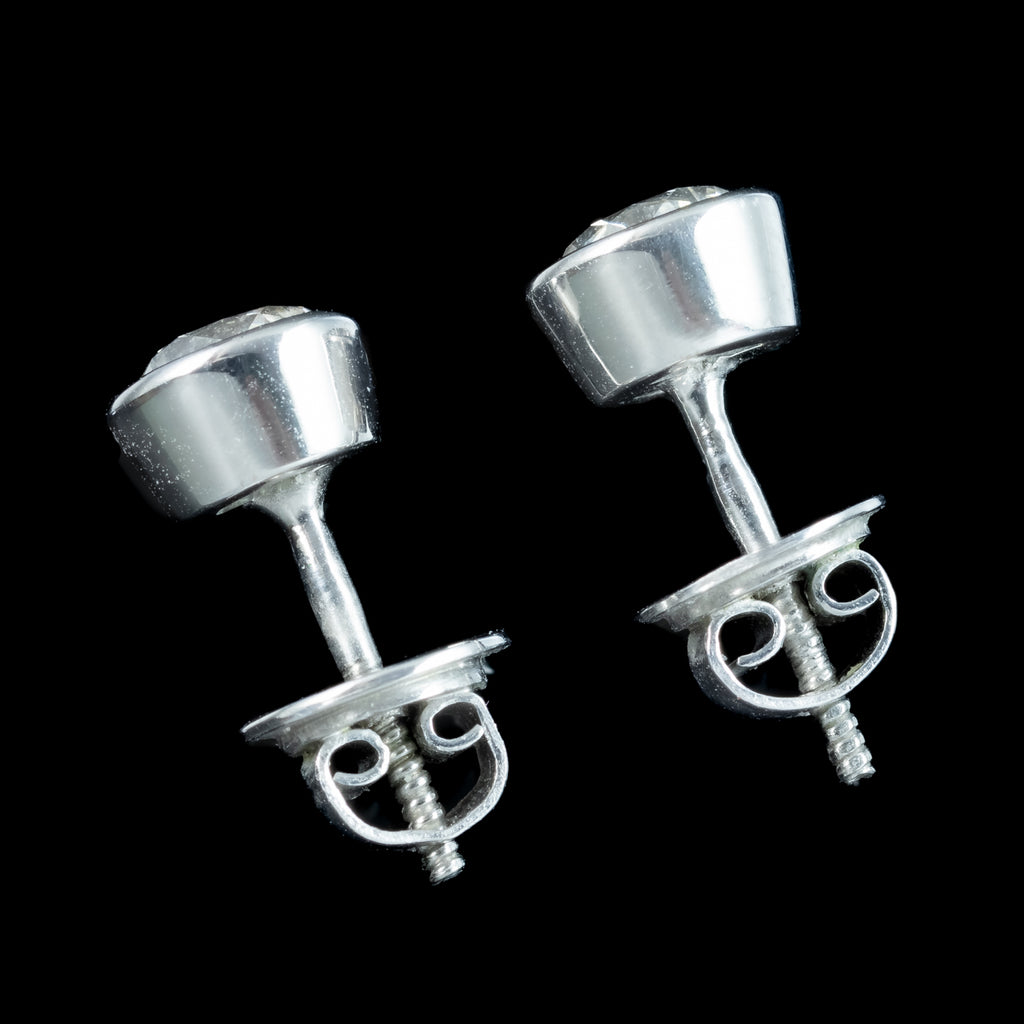Vintage Diamond Solitaire Stud Earrings 18ct Gold 1.5ct Total