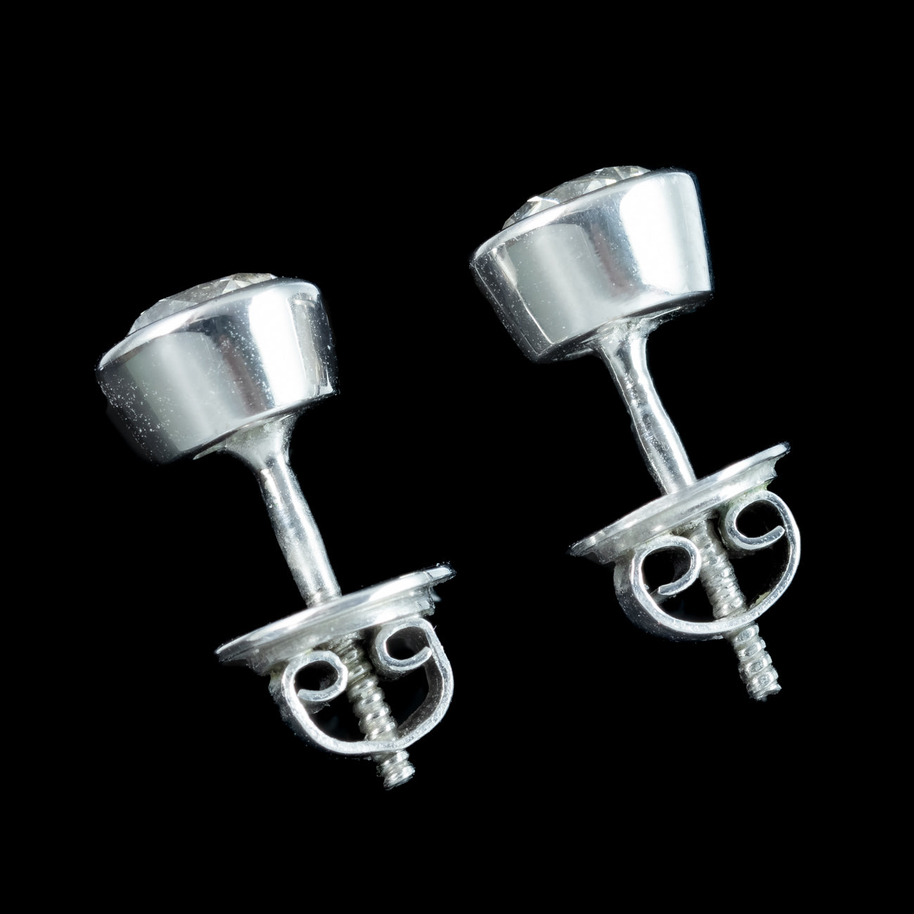 Vintage Diamond Solitaire Stud Earrings 18ct Gold 1.5ct Total