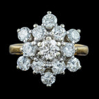 Vintage Diamond Starburst Cluster Ring 2.1ct Total 