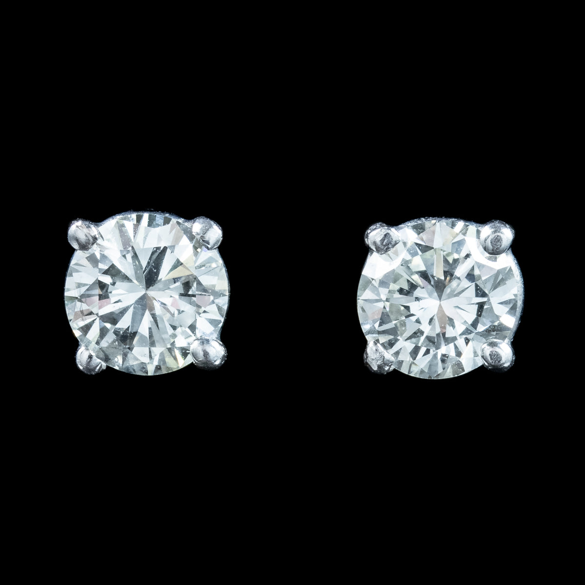 Vintage Diamond Stud Earrings 18ct Gold 1.2ct Total