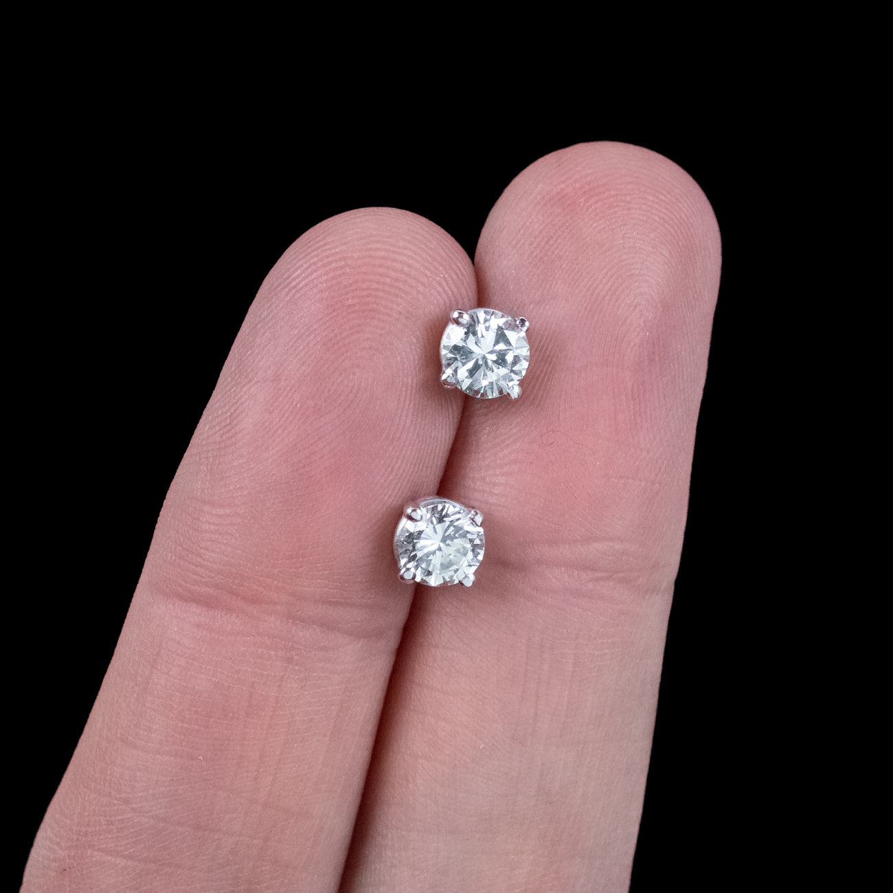Vintage Diamond Stud Earrings 18ct Gold 1.2ct TotalVintage Diamond Stud Earrings 18ct Gold 1.2ct Total