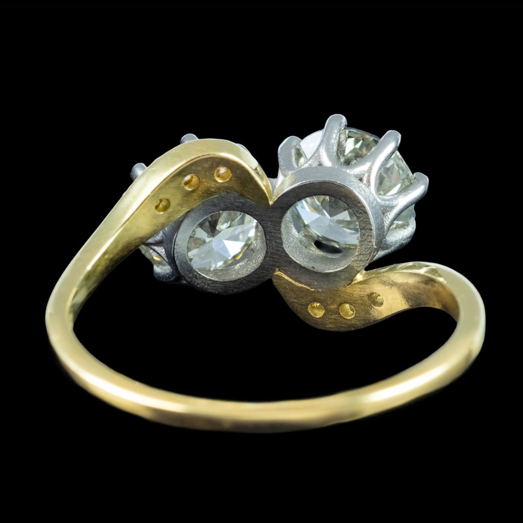 Vintage Diamond Toi Et Moi Twist Ring 2.12ct Total