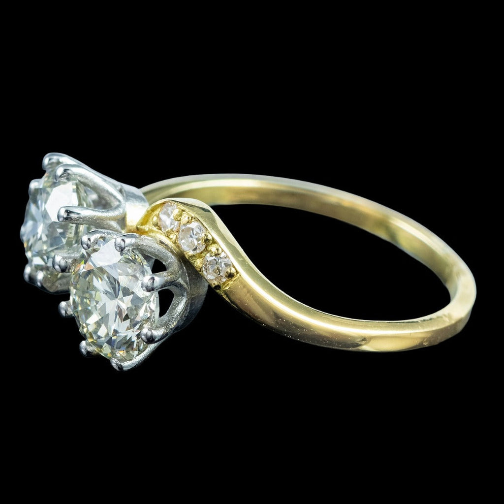 Vintage Diamond Toi Et Moi Twist Ring 2.12ct Total