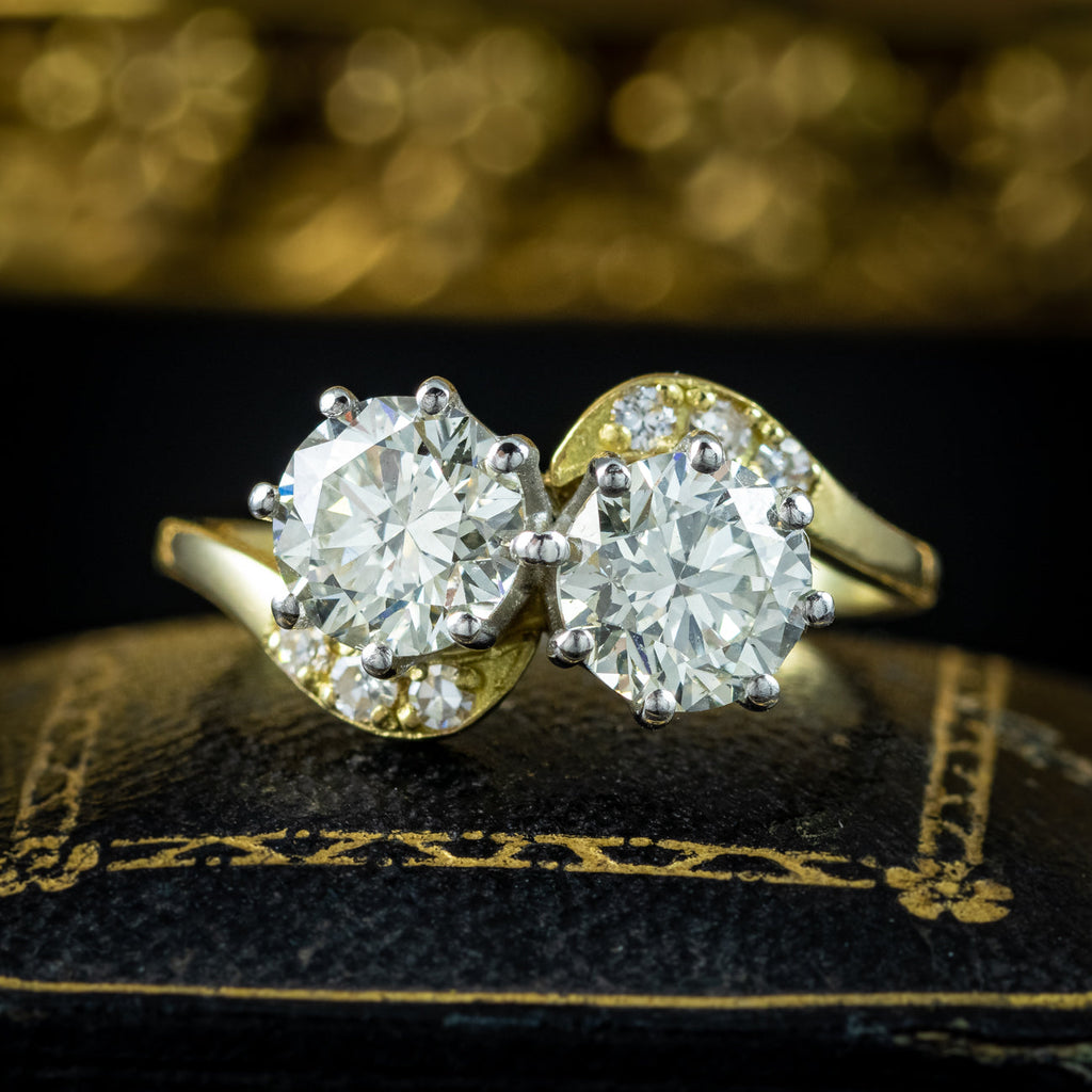 Vintage Diamond Toi Et Moi Twist Ring 2.12ct Total