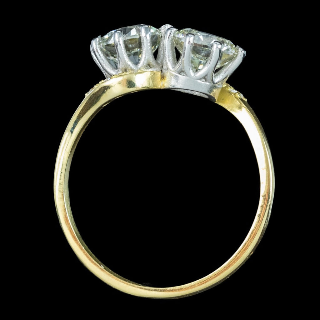 Vintage Diamond Toi Et Moi Twist Ring 2.12ct Total