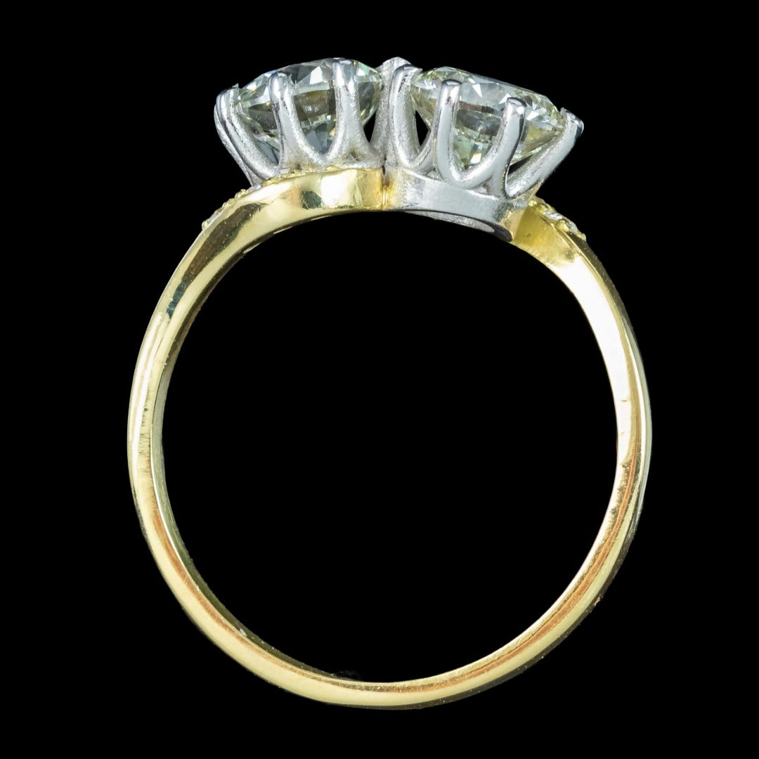 Vintage Diamond Toi Et Moi Twist Ring 2.12ct Total