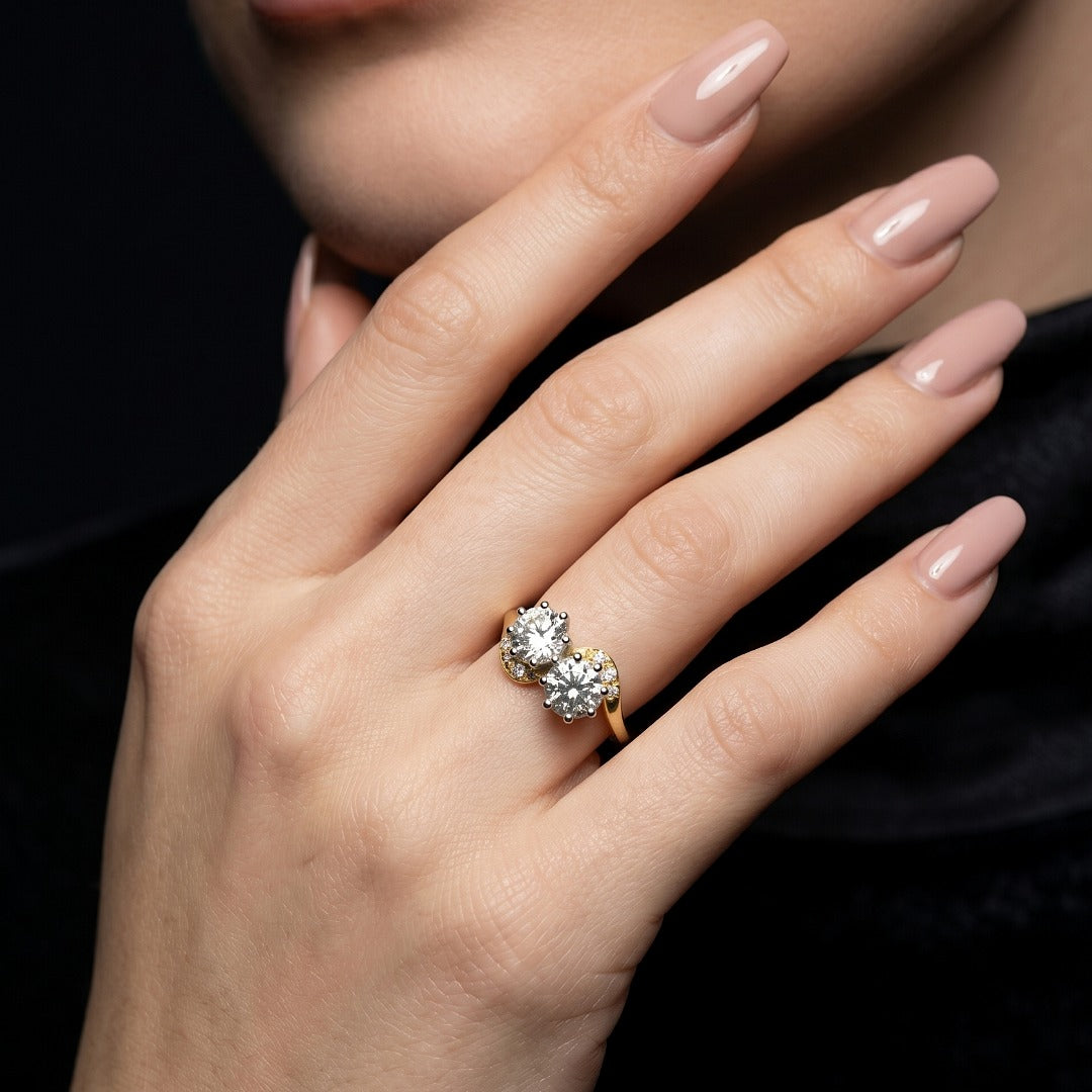 Vintage Diamond Toi Et Moi Twist Ring 2.12ct Total