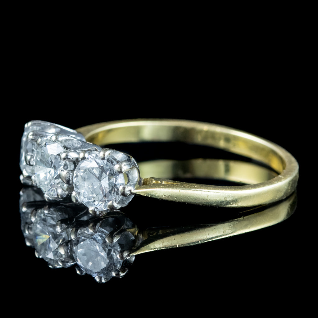 Vintage Diamond Trilogy Ring 1.6ct Total Dated 1970