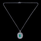 Vintage Emerald Diamond Brooch Pendant Necklace 14ct Gold 2.5ct Emerald 