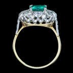 Vintage Emerald Diamond Cluster Ring 2ct Emerald