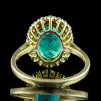 Vintage Emerald Diamond Cluster Ring 3ct Emerald