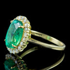 Vintage Emerald Diamond Cluster Ring 3ct Emerald