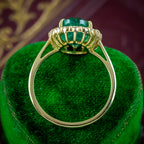 Vintage Emerald Diamond Cluster Ring 3ct Emerald