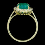 Vintage Emerald Diamond Cluster Ring 3ct Emerald