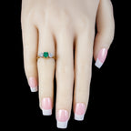 Vintage Emerald Diamond Trilogy Ring 0.84ct Colombian Emerald Dated 1982