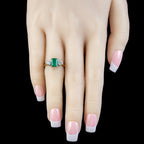 Vintage Emerald Diamond Trilogy Ring 1.5ct Emerald 