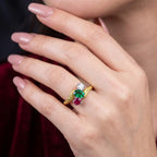 Vintage Emerald Ruby Diamond Trilogy Twist Ring Dated 1968