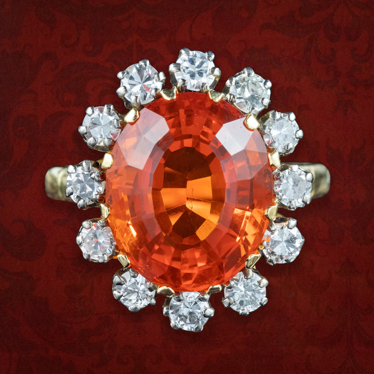 Vintage Fire Opal Diamond Cluster Ring 5.5ct Fire Opal Main image
