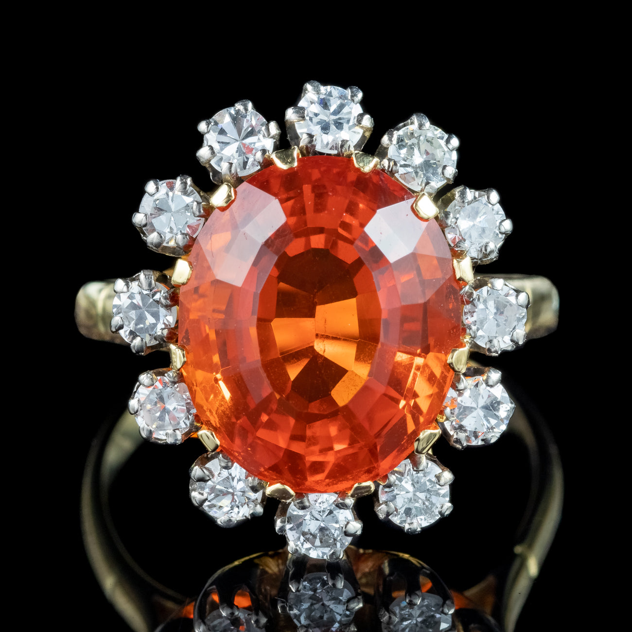 Vintage Fire Opal Diamond Cluster Ring 9.38ct Fire Opal Secondary image