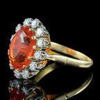 Vintage Fire Opal Diamond Cluster Ring 5.5ct Fire Opal
