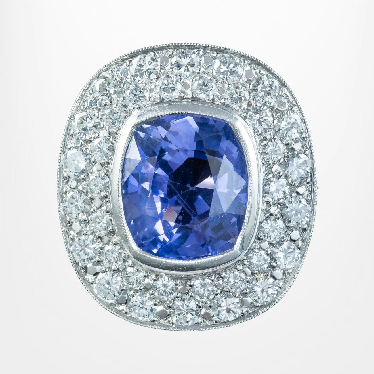 Vintage French Ceylon Sapphire Diamond Cocktail Ring 12.5ct Sapphire With Cert Main image