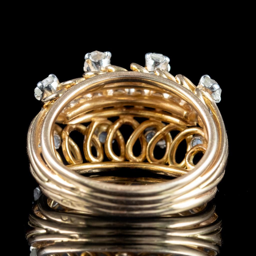 Art Deco French Diamond Boule Cocktail Ring 2ct Diamond