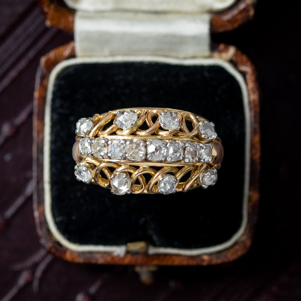 Art Deco French Diamond Boule Cocktail Ring 2ct Diamond