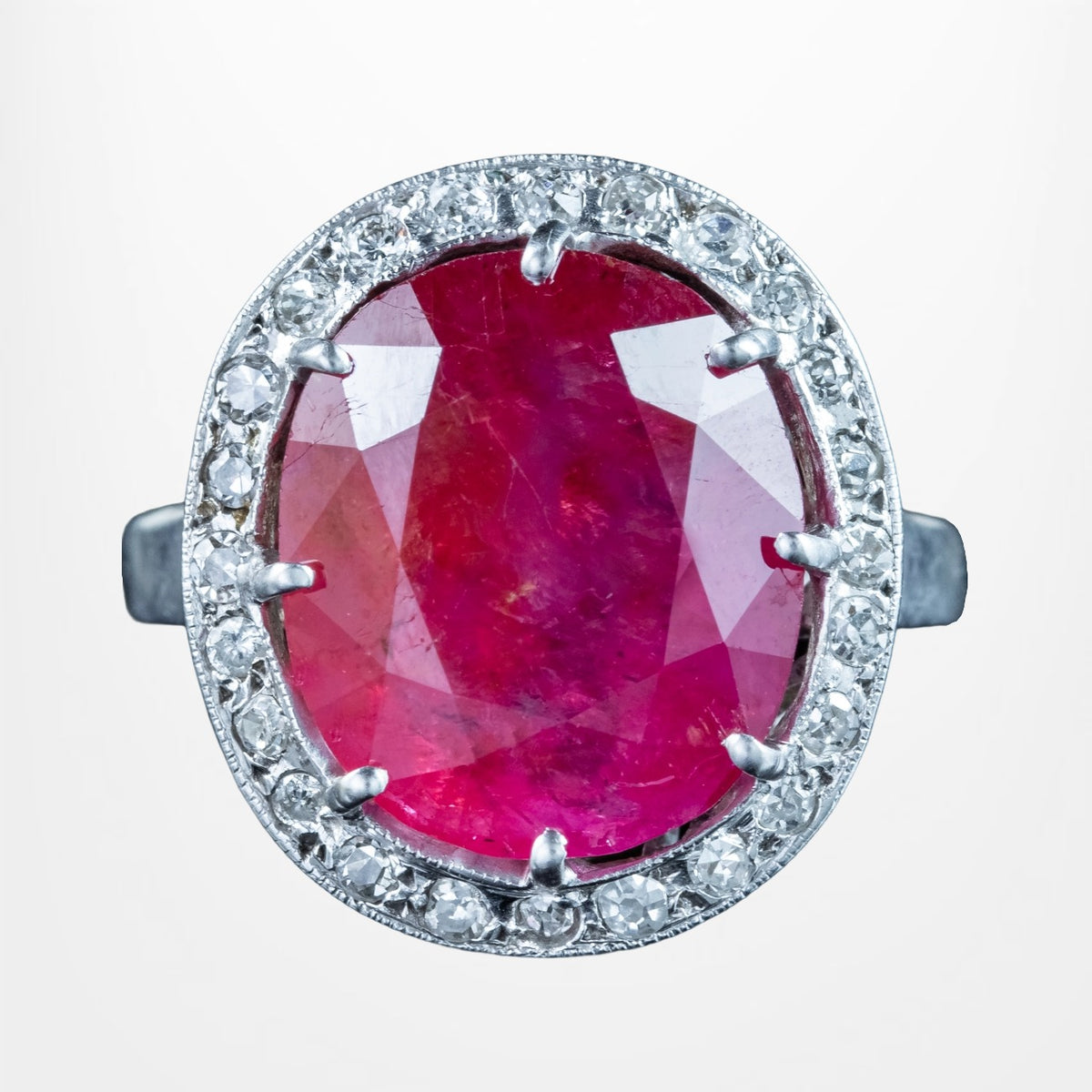 Vintage French Ruby Diamond Cluster Ring 9.2ct Burmese Ruby With Cert Main image