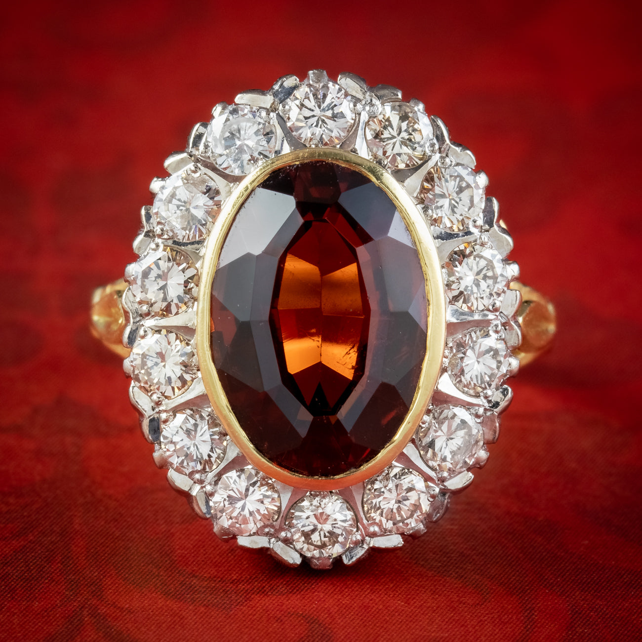 Vintage Garnet Diamond Cluster Ring 6ct Garnet Dated 1976 Main image