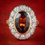Vintage Garnet Diamond Cluster Ring 6ct Garnet Dated 1976