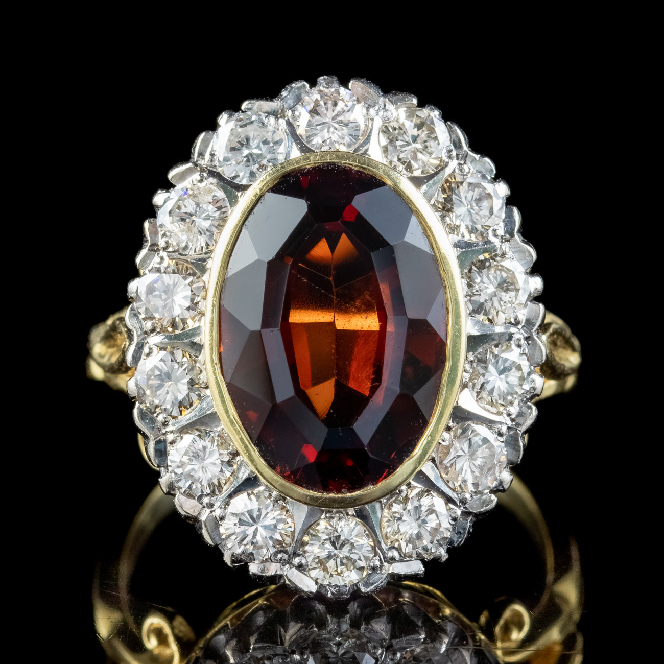 Vintage Garnet Diamond Cluster Ring 6ct Garnet Dated 1976 Secondary image
