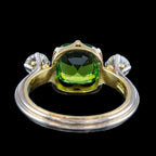 Vintage Green Tourmaline Diamond Trilogy Ring With Box