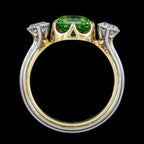 Vintage Green Tourmaline Diamond Trilogy Ring With Box