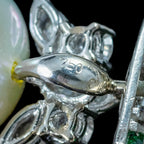 Vintage Pendant Necklace Pearl Emerald Diamond 18ct Gold With Box