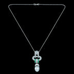 Vintage Pendant Necklace Pearl Emerald Diamond 18ct Gold With Box