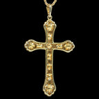 Vintage Natural Baroque Pearl Cross Pendant Necklace 18ct Gold