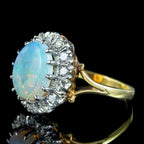 Vintage Opal Diamond Cluster Ring 3.3ct Natural Opal Dated 1975