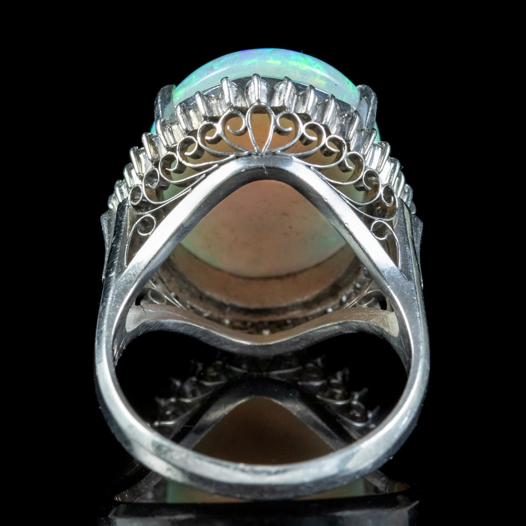 Vintage Opal Diamond Cocktail Ring 8.74ct Natural Opal 