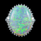 Vintage Opal Diamond Cocktail Ring 8.74ct Natural Opal 
