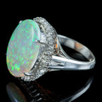 Vintage Opal Diamond Cocktail Ring 8.74ct Natural Opal 