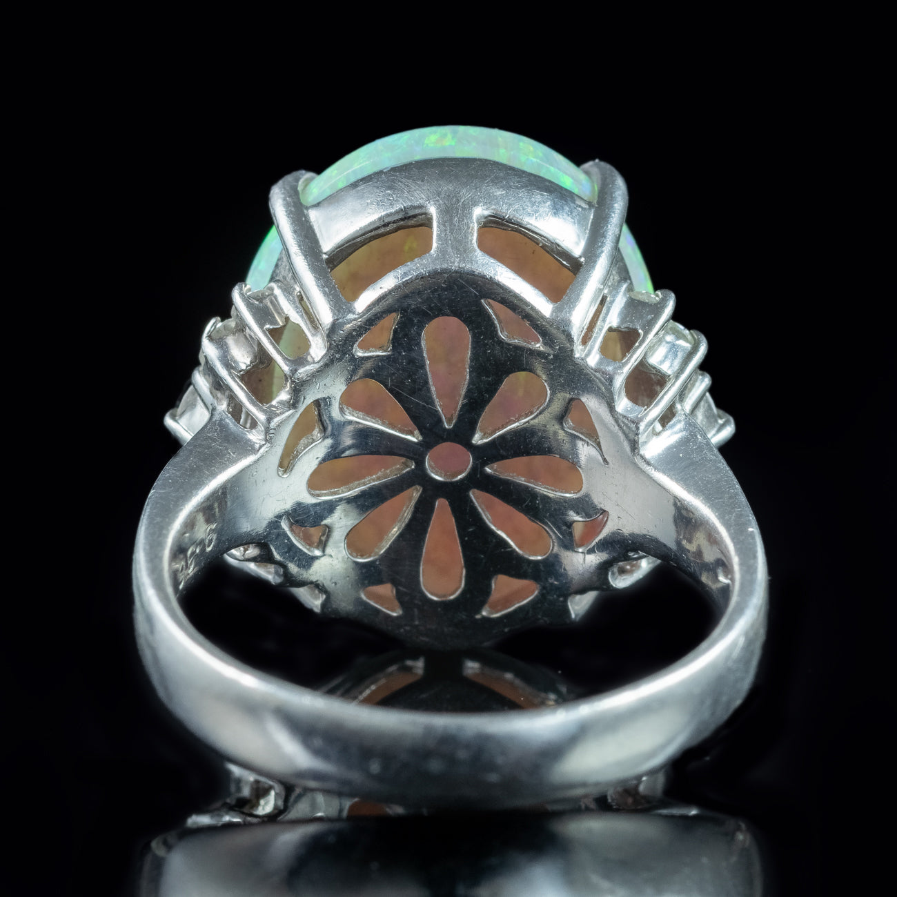 Vintage Opal Diamond Cocktail Ring 9.38ct Natural Opal